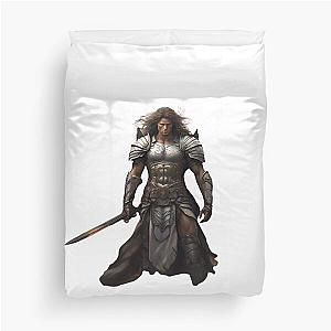 Heavenly Defender: Warrior Angel in the Fray Duvet Cover