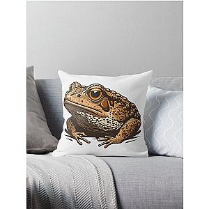 The Toad: A Cute and Colorful Amphibian of the Garden Throw Pillow