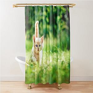 Little beautiful kitty cat in the garden says hey to you! Shower Curtain