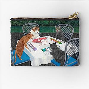 Cats Playing Mahjong in the Garden Zipper Pouch