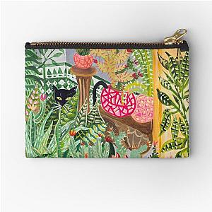 Black cat in the garden Zipper Pouch