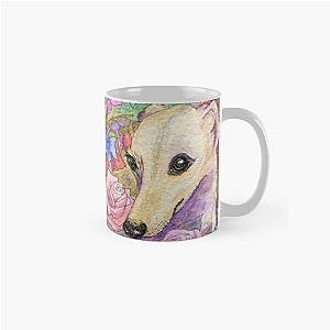 Shy flower whippet greyhound dog hiding in the garden Classic Mug