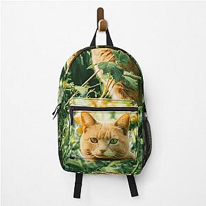 Colorful cat in the garden hiding says hey to you! Backpack