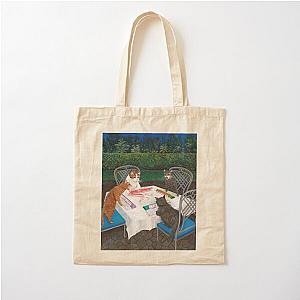 Cats Playing Mahjong in the Garden Cotton Tote Bag