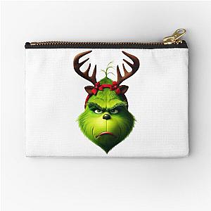 the grinch grumpy with reindeers antlers headband v.01 Zipper Pouch