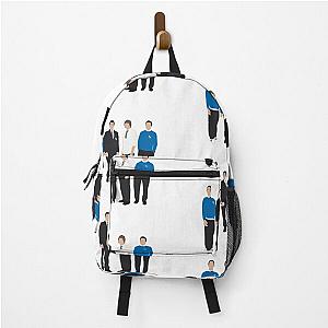 The Inbetweeners Backpack is likely a missprint or typo for "The Inbetweeners" and "a backpack" or possibly "The Inbetweeners Back" ( possibly an episode of the TV show) Text seems to have been duplicated, probably in sequence unlikely Inbetweeners was used.