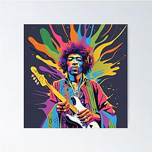 Psychedelic Jimmy Hendrix and his Guitar Poster