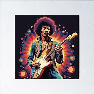 Jimmy Hendrix and guitar Poster