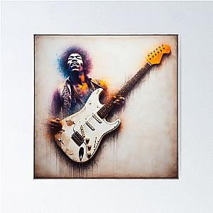 Jimi Hendrix and Guitar Poster