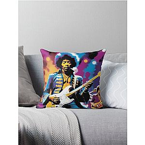 Funky Visions: Hendrix and the 60s Beat Throw Pillow