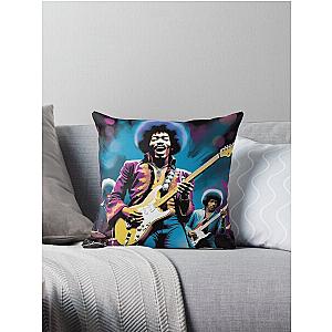 Funky Jam: Purple Hues and Hendrix Throw Pillow