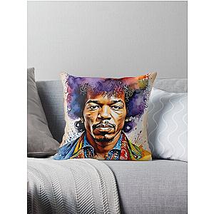 Jimmi Hendrix Portrait Painting Art Throw Pillow