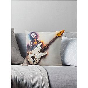 Jimi Hendrix and Guitar Throw Pillow