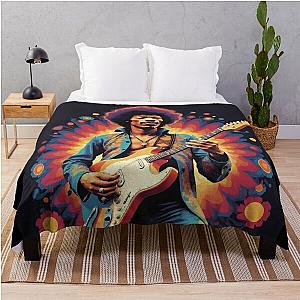 Jimmy Hendrix and guitar Throw Blanket