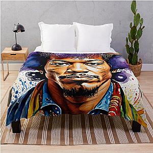 Jimmi Hendrix Portrait Painting Art Throw Blanket