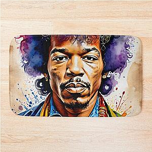 Jimmi Hendrix Portrait Painting Art Bath Mat