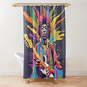 Psychedelic Jimmy Hendrix and his Guitar Shower Curtain