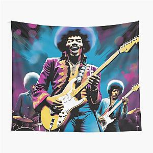 Funky Jam: Purple Hues and Hendrix Tapestry