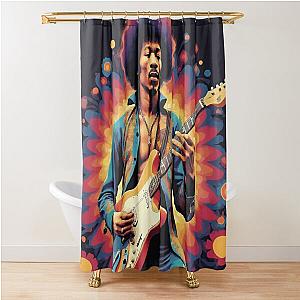 Jimmy Hendrix and guitar Shower Curtain