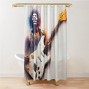 Jimi Hendrix and Guitar Shower Curtain