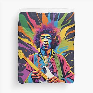 Psychedelic Jimmy Hendrix and his Guitar Duvet Cover