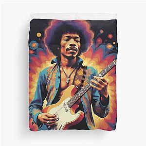 Jimmy Hendrix and guitar Duvet Cover