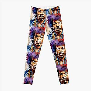 Jimmi Hendrix Portrait Painting Art Leggings