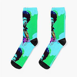 Portrait of Jimi Hendrix painted in graffiti style Socks