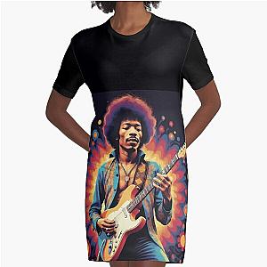 Jimmy Hendrix and guitar Graphic T-Shirt Dress