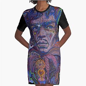 Psychedelic Celestial Jimi Rock Poster Graphic T-Shirt Dress