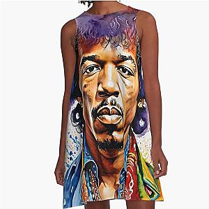 Jimmi Hendrix Portrait Painting Art A-Line Dress