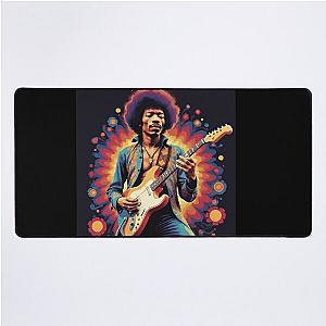 Jimmy Hendrix and guitar Desk Mat