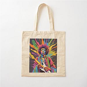 Psychedelic Jimmy Hendrix and his Guitar Cotton Tote Bag