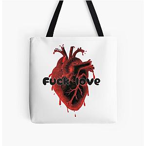 Heart - fuck love All Over Print Tote Bag