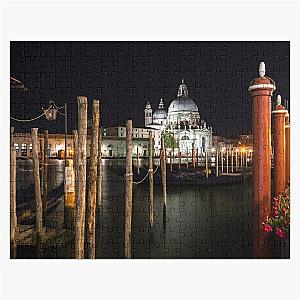 Venice Italy Midnight - Santa Maria della Salute Through a Forest of Paline Jigsaw Puzzle