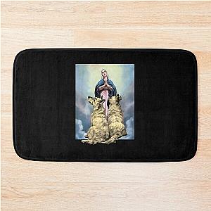 Dogs watch the Mother of Jesus Santa Maria  Bath Mat