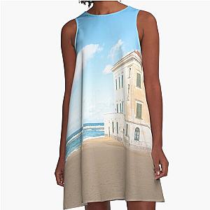 Beach at Santa Maria di Castellabate on the Southern Italian Coast Pastel A-Line Dress