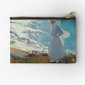 Joaquin Sorolla Y Bastida - Maria On The Beach At Biarritz Or Contre-Jour1906 Zipper Pouch