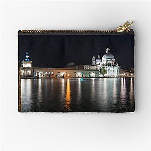 Venice Italy Silky Midnight - Santa Maria della Salute on Punta della Dogana Zipper Pouch