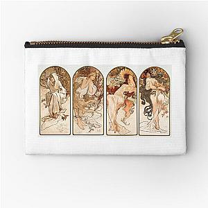 Vintage Art The Seasons (1897) by Alphonse Maria Mucha Zipper Pouch