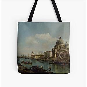 View of the Grand Canal: Santa Maria della Salute and the Dogana from Campo Santa Maria Zobenigo - Bernardo Bellotto All Over Print Tote Bag