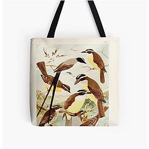 Birds of the Amazon Album de aves amazonicas Emil Goldi 1906 036 Tesoura Bemtevis Maria e dia Bemtevis miudos All Over Print Tote Bag