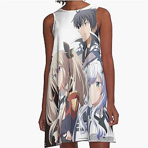The Misfit of Demon King Academy with a Black and White background A-Line Dress