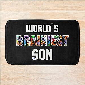 Worlds Brainiest Son Smart Clever Brain Intelligent Stepson Offspring Gift Bath Mat