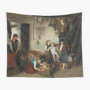 The Offspring - Gustav Majer - 1877 Wholesome Austrian Art Tapestry