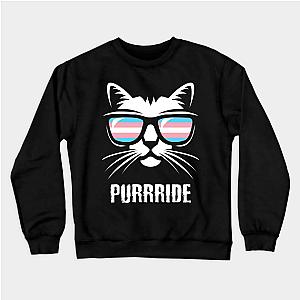 Trans Flag Sweatshirts - Transgender Pride Flag Cat Purrride Sweatshirt | The Pride Merch WP0503