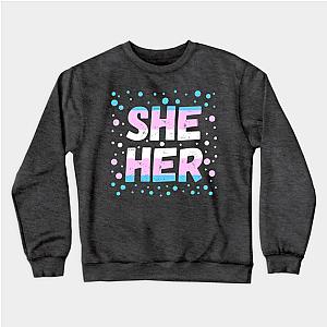 Trans Flag Sweatshirts - She Her - Transgender Pride Flag Design Sweatshirt | The Pride Merch WP0503