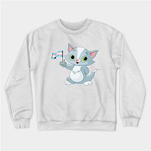 Trans Flag Sweatshirts - Cat Holding Transgender Flag Sweatshirt | The Pride Merch WP0503