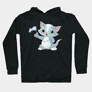 Trans Flag Hoodies - Cat Holding Transgender Flag Hoodie TP1208 | The Pride Merch WP0503