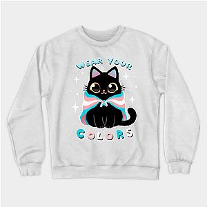 Trans Flag Sweatshirts - Trans LGBT Pride Cat - Kawaii Rainbow Kitty - Wear your colors Sweatshirt | The Pride Merch WP0503